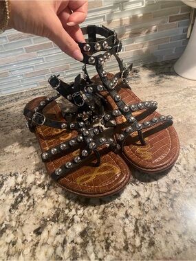 Sam Edelman Black Studded Gladiator Sandals